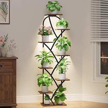 Indoor Plant Stand with Grow Lights, 8 Tiered, 59.5" Tall