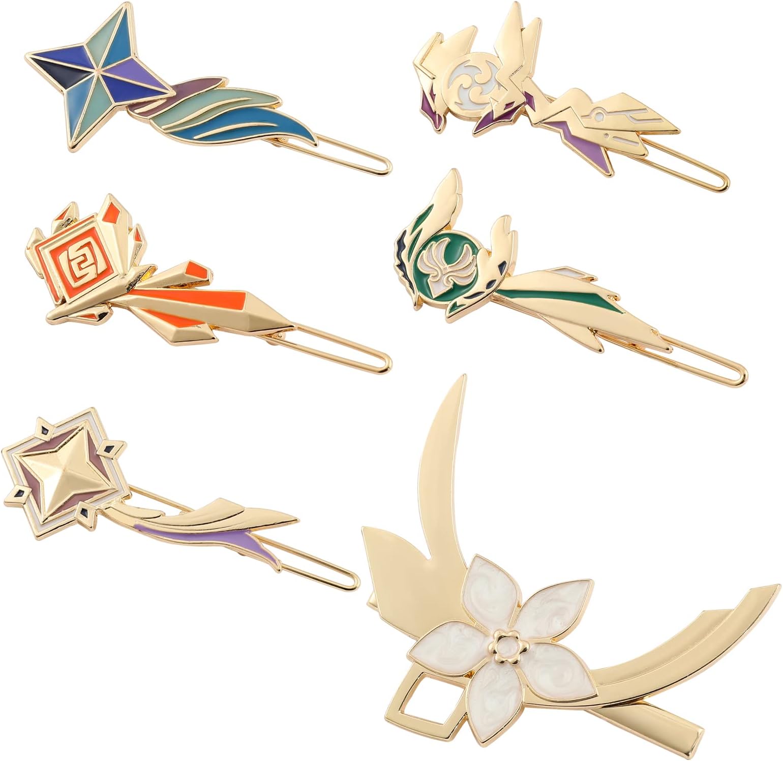 KGenshin Hair Clips for Women Lumine,Venti, Zhongli, Raiden Shogun, Wanderer Hair Pins, Enamel Metal Barrettes Women Gifts for Girls Women Cosplay Jewelry