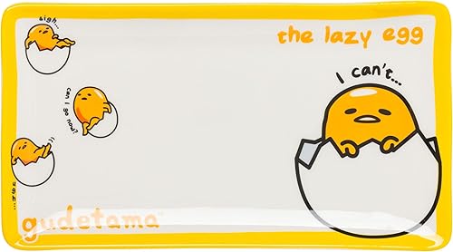 Miniatura 2 de Silver Buffalo Sanrio Gudetama Lazy Egg - Juego de sushi de cerámica con plato de salsa y palillos, color negro y blanco