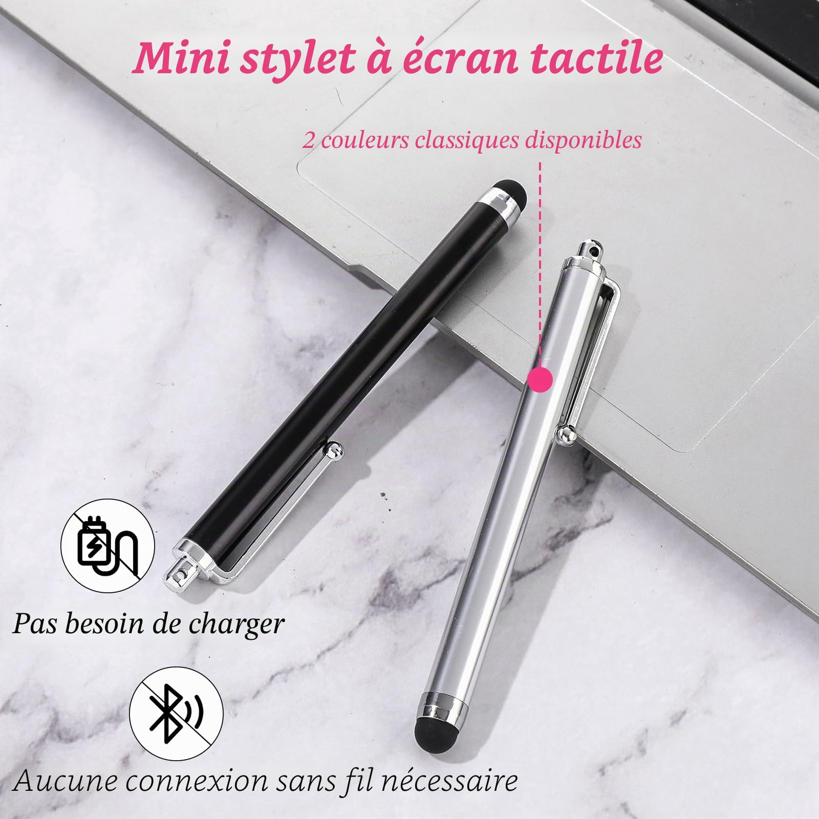 Andibro Stylets Universels pour Écrans Tactiles, 2 Pièces, Compatibles Tablette Smartphone Ordinateur Portable