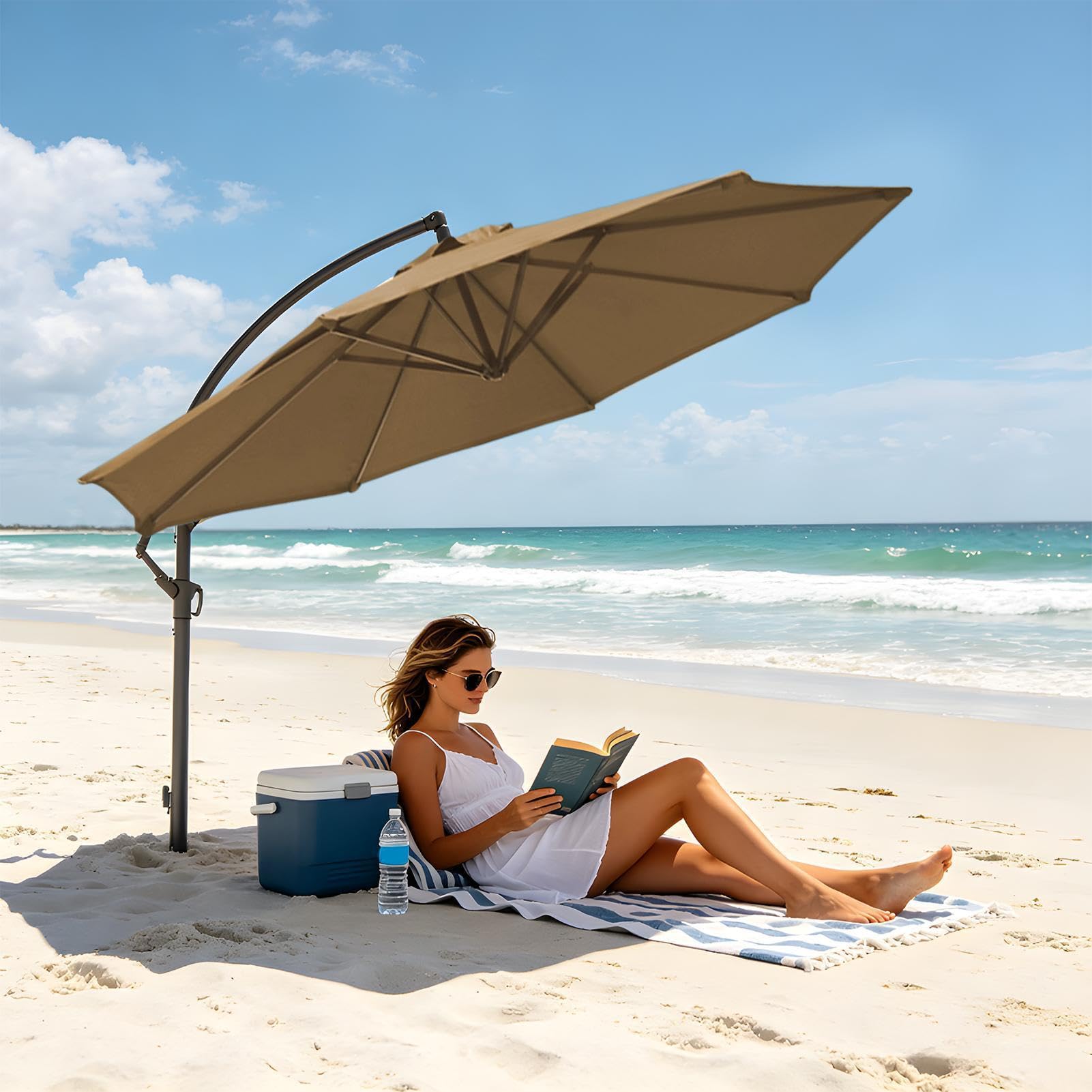 Cantilever Parasol tarasowy, ochrona przed promieniowaniem UV, wodoszczelny, do użytku na zewnątrz, na pokład, basen, do ogrodu, parku, na podwórko i taras