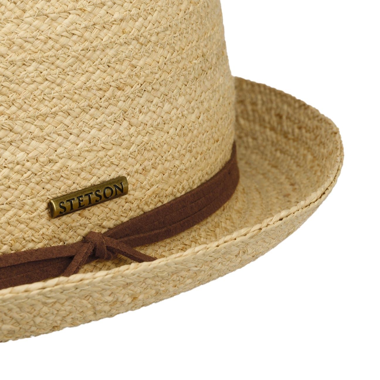 Stetson Uni Diamond Chapeau de Paille de Raphia Pork Pie Protection UV Bande en Cuir Unisexe Printemps Ete