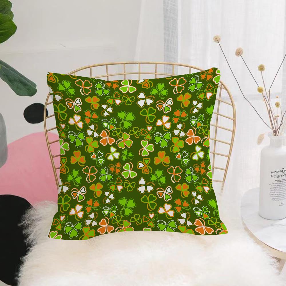 Hyosxw St. Patrick's Day, Lucky Shamrocks Pattern I - A8 Cushion Cover,Throw Pillow Case Home Decorative For Living Room Bedroom Sofa Chair 18X18 Inch,St. Patrick's Day, Lucky Shamrocks Pattern Irish,Pillowcase 45X45cm