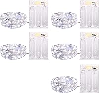 Vista 8 de Luces de cadena para exteriores de 33 pies con 100 LED, paquete de 2 luces de hadas que funcionan con baterías con control remoto, luces