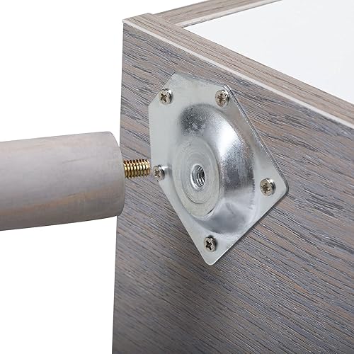 Miniatura 5 de Juego de 2 mesitas de noche con cajón de almacenamiento, patas de madera maciza, mesa auxiliar moderna, mesita de noche, muebles de mediados de