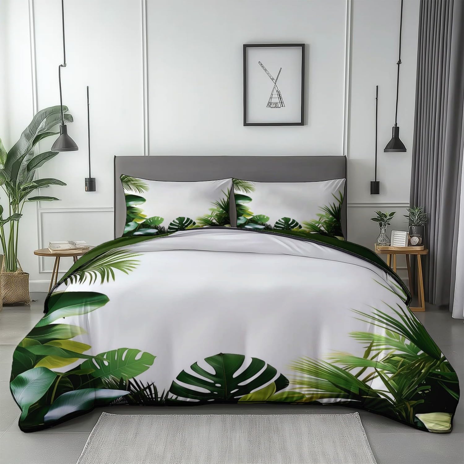 Parure de lit 240x260 anti-glissement avec zip antirouille et microfibre brossée douce