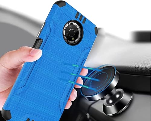 Miniatura 3 de TJS Funda compatible con Nokia G300 5G de 6.5 pulgadas (N1374DL), soporte magnético de doble capa híbrida a prueba de golpes con acabado de cepillo