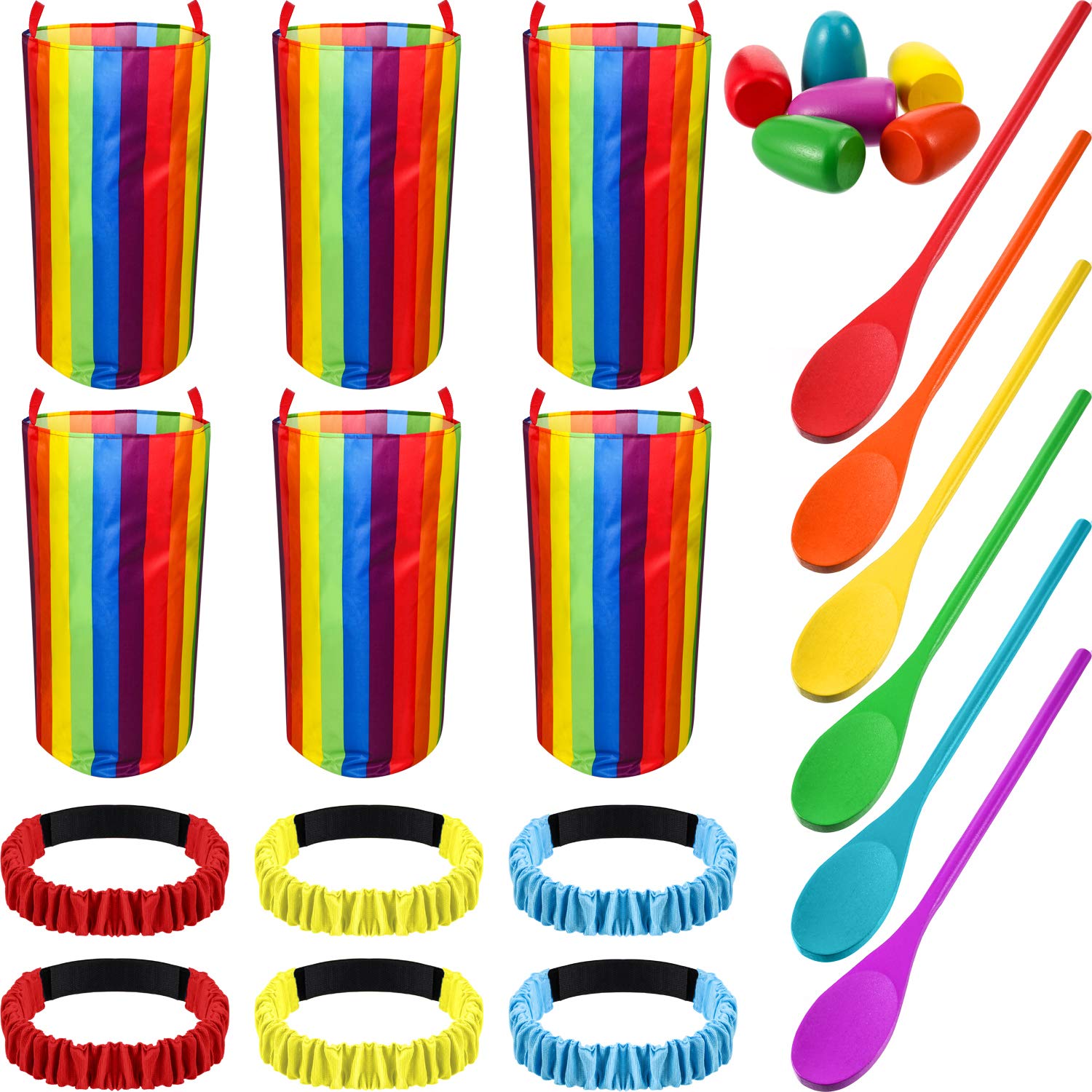 18 Pieces Outdoor Games Set, Includes Egg and Spoon Race Game Kit, 3