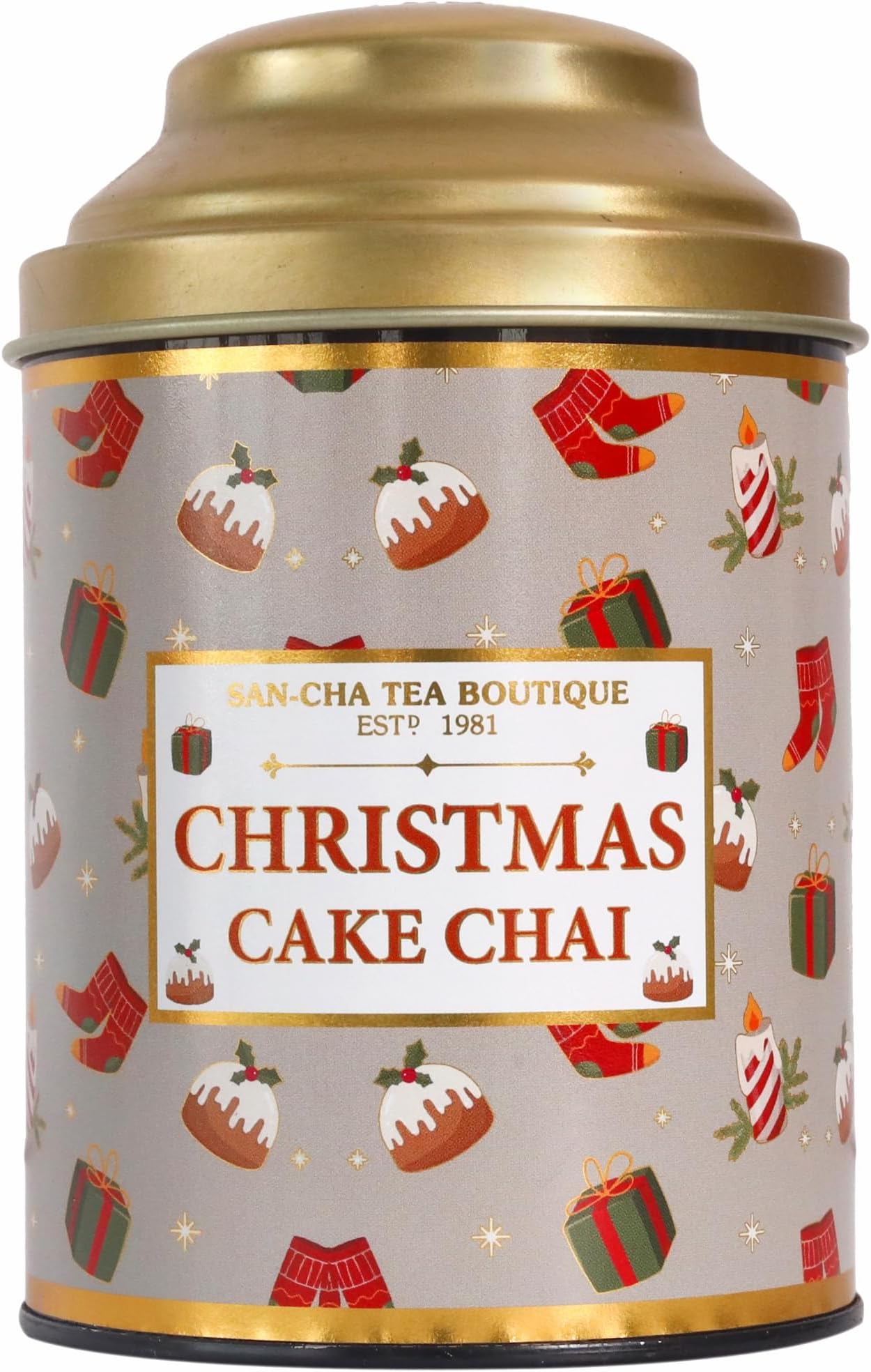 Sancha Tea Boutique, Christmas Cake Chai, 100g Loose Leaf Spiced Black Tea | Festive Blend with Ginger, Nutmeg, Cinnamon & Cloves | Limited Edition Holiday Selection
