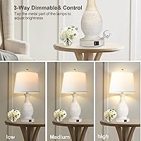 Vista 3 de PARTPHONER Juego de 2 lámparas de mesa, lámpara táctil de mesita de noche con puertos de carga USB C+A, lámpara de mesa auxiliar con pantalla