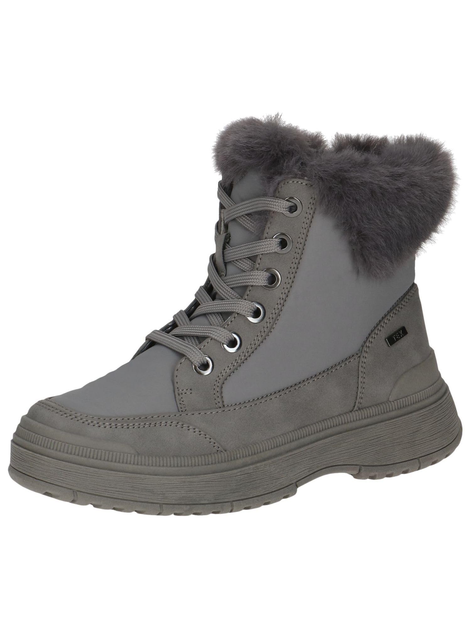 CAPRICE Women's lace-up ankle boots vegan water-repellent, Brown (Taupe Comb), 5.5 UK