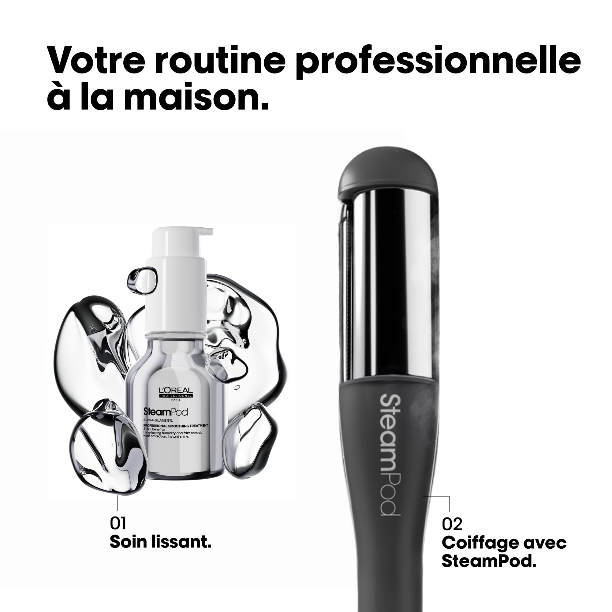 STEAMPOD 4 - Lisseur Boucleur Vapeur - Idée Cadeau - 95% De Dommages En Moins - Coiffage Rapide - 3 Températures - Technologie Vapeur Brevetée - Tous Types De Cheveux - L'Oréal Professionnel