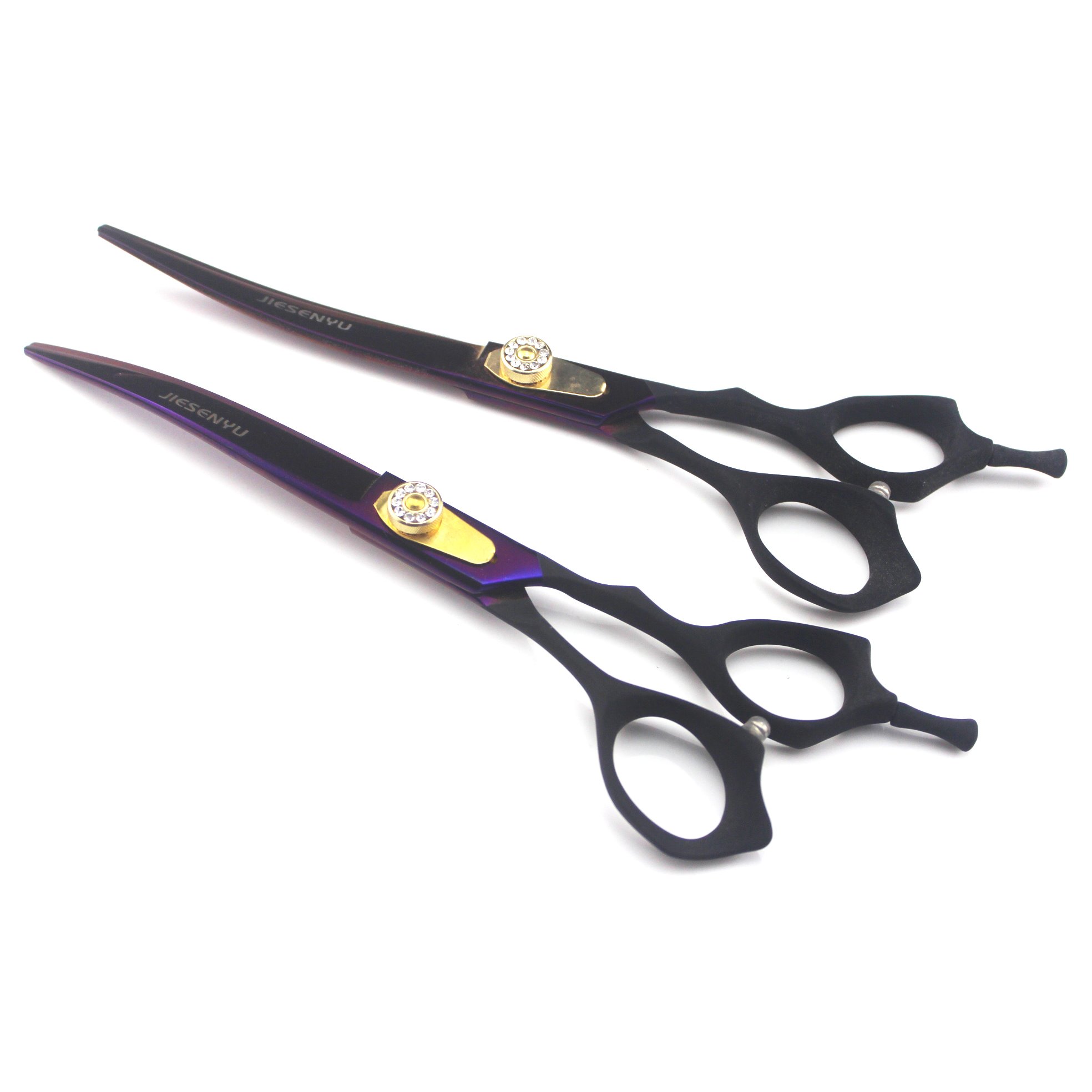JIESENYU Pro Pet Lot de 4 ciseaux de toilettage à bords tranchants + 2 ciseaux à effiler Violet 17,8 cm