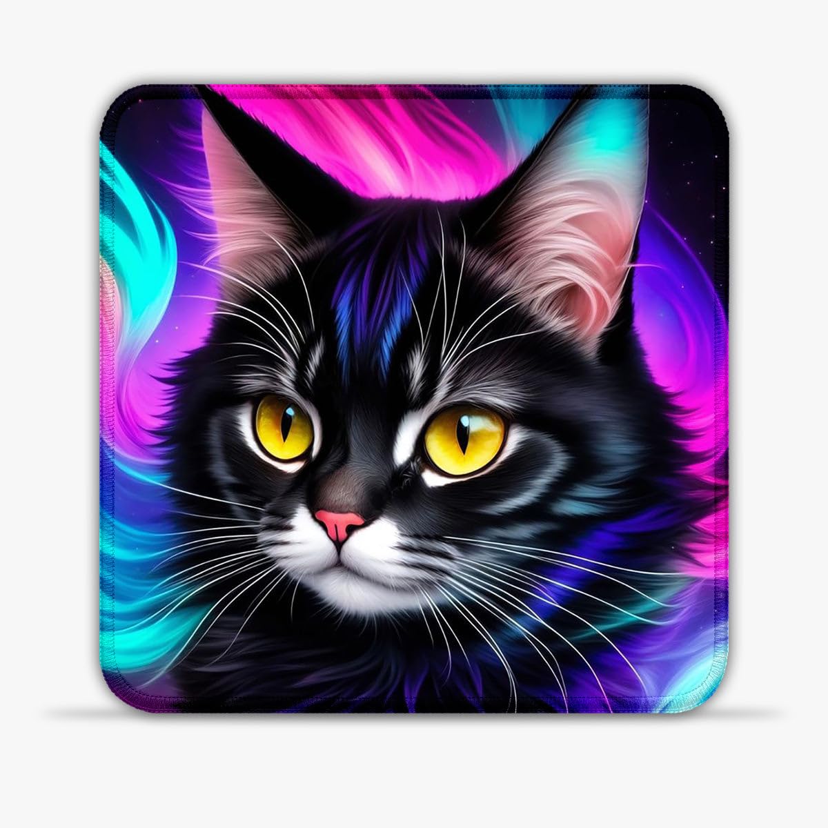 LJSPTU Alfombrilla de ratón para juegos con diseño de gato (10 pulgadas, resistente al calor, con costuras antideshilachado y base de goma para control de precisión para PC/escritorio,