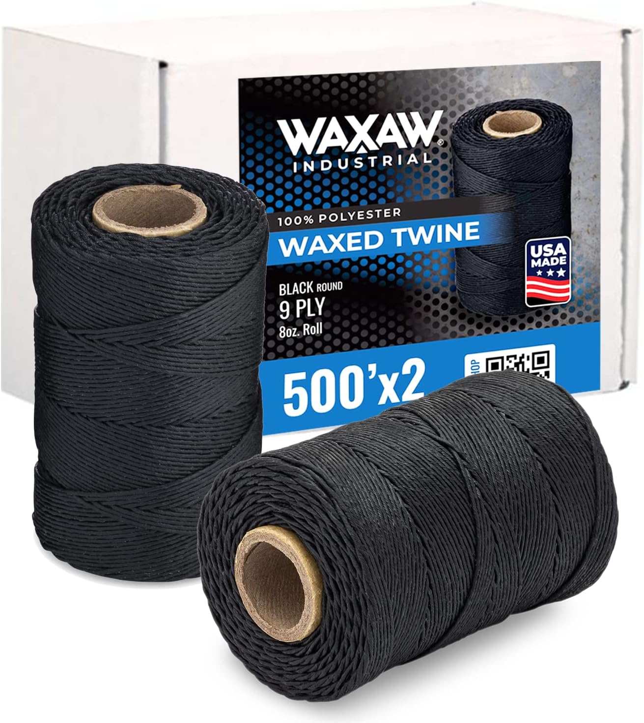 Twine For Crafts 500ft Black Waxed Lacing Cord 160lb Tensile