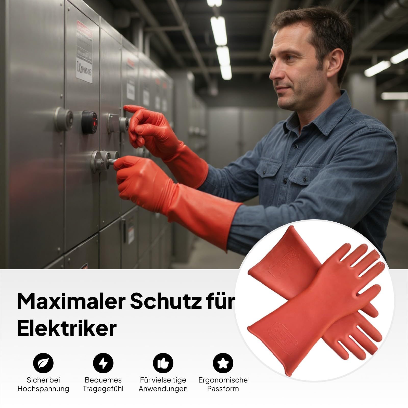 F Fityle 1 par de guantes aislantes premium, guantes de trabajo para electricistas, equipo de protección, 5kv