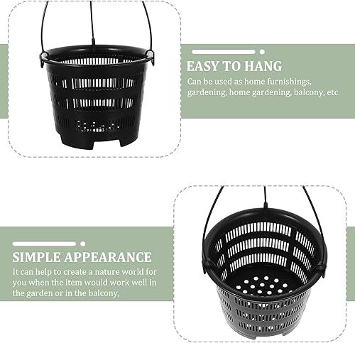 Miniatura 5 de Macetas colgantes, 5 juegos de macetas colgantes para orquídeas, maceta de malla transpirable, cesta de plástico con gancho, orquídeas, macetas para