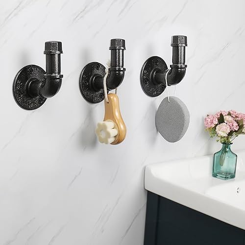 Miniatura 5 de Livabber Juego de 5 toallas de baño de tubería industrial, accesorios de baño que incluyen barra de toalla de 18 pulgadas, soporte de papel