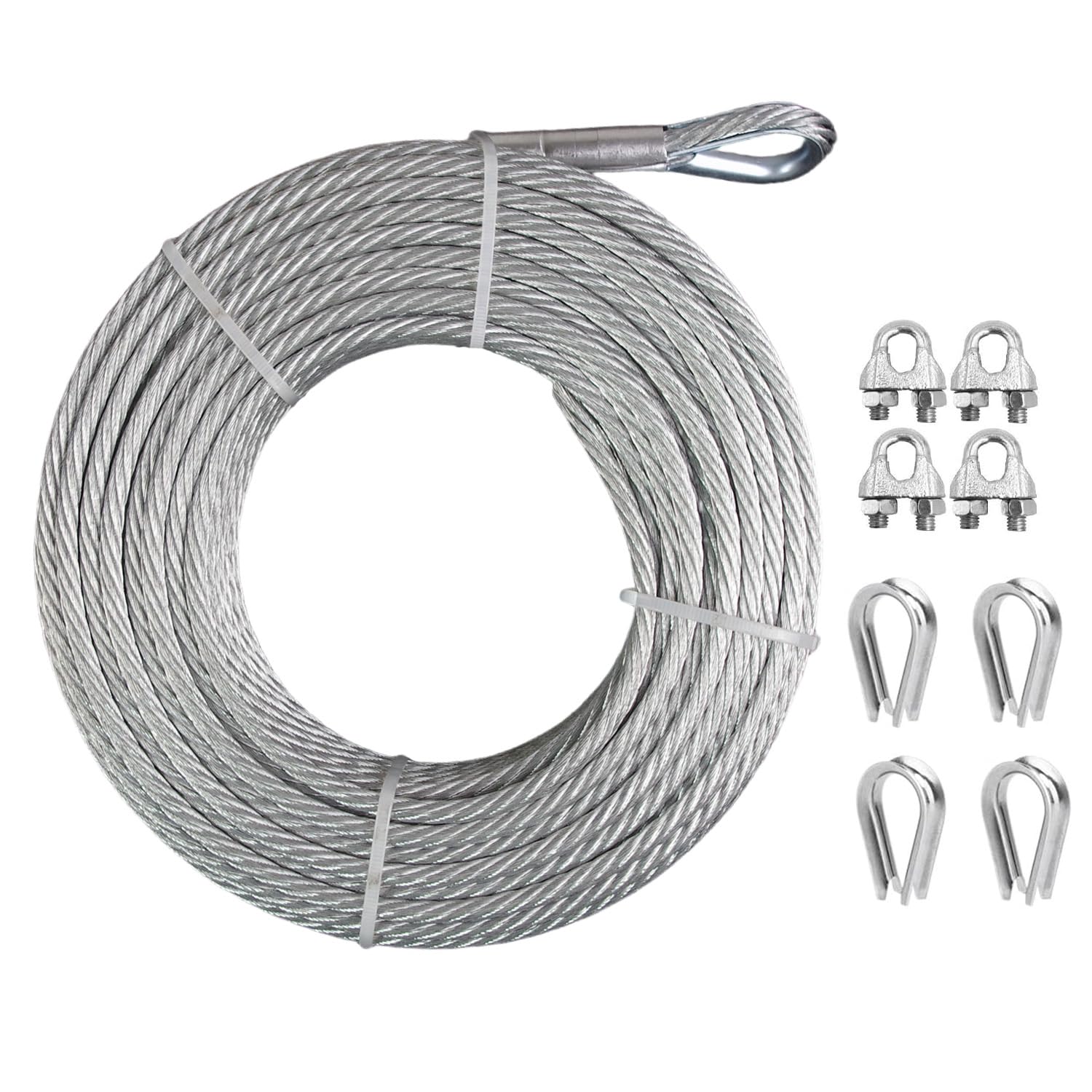 Cable de acero inoxidable 1/4 con abrazaderas y dedal para tensión estructural 8