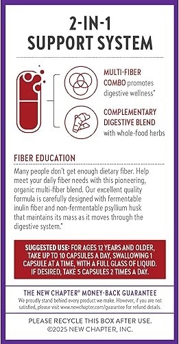 Vista 8 de New Chapter All-Flora Multi-Fiber Supplement with Clinically Studied Prebiotic Inulin + Psyllium Husk for Digestion & Gut Health, Good Source of