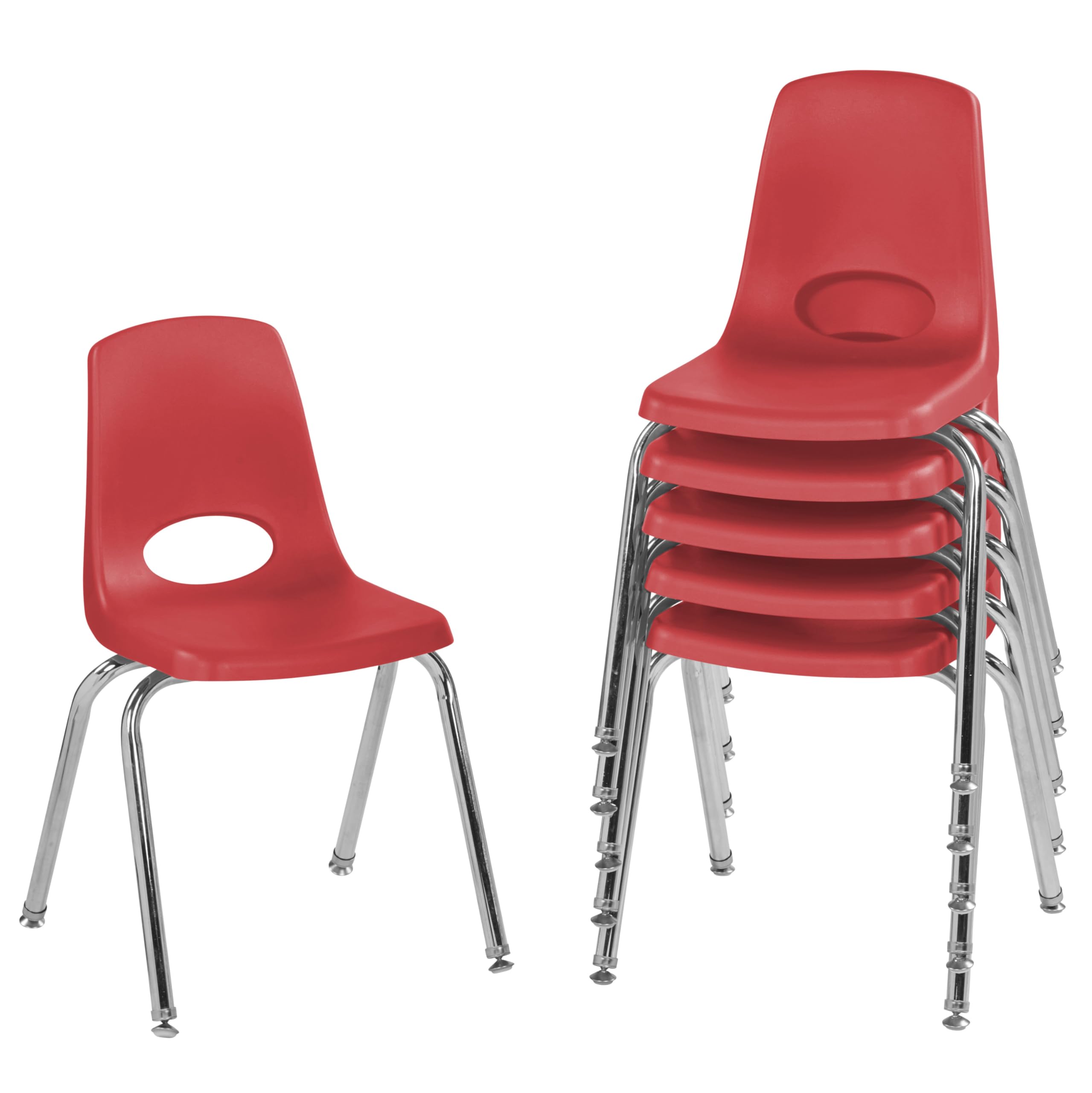 FDP 16" School Stack Chair with Swivel Glides, Red, 6-Pack, 10368-RD