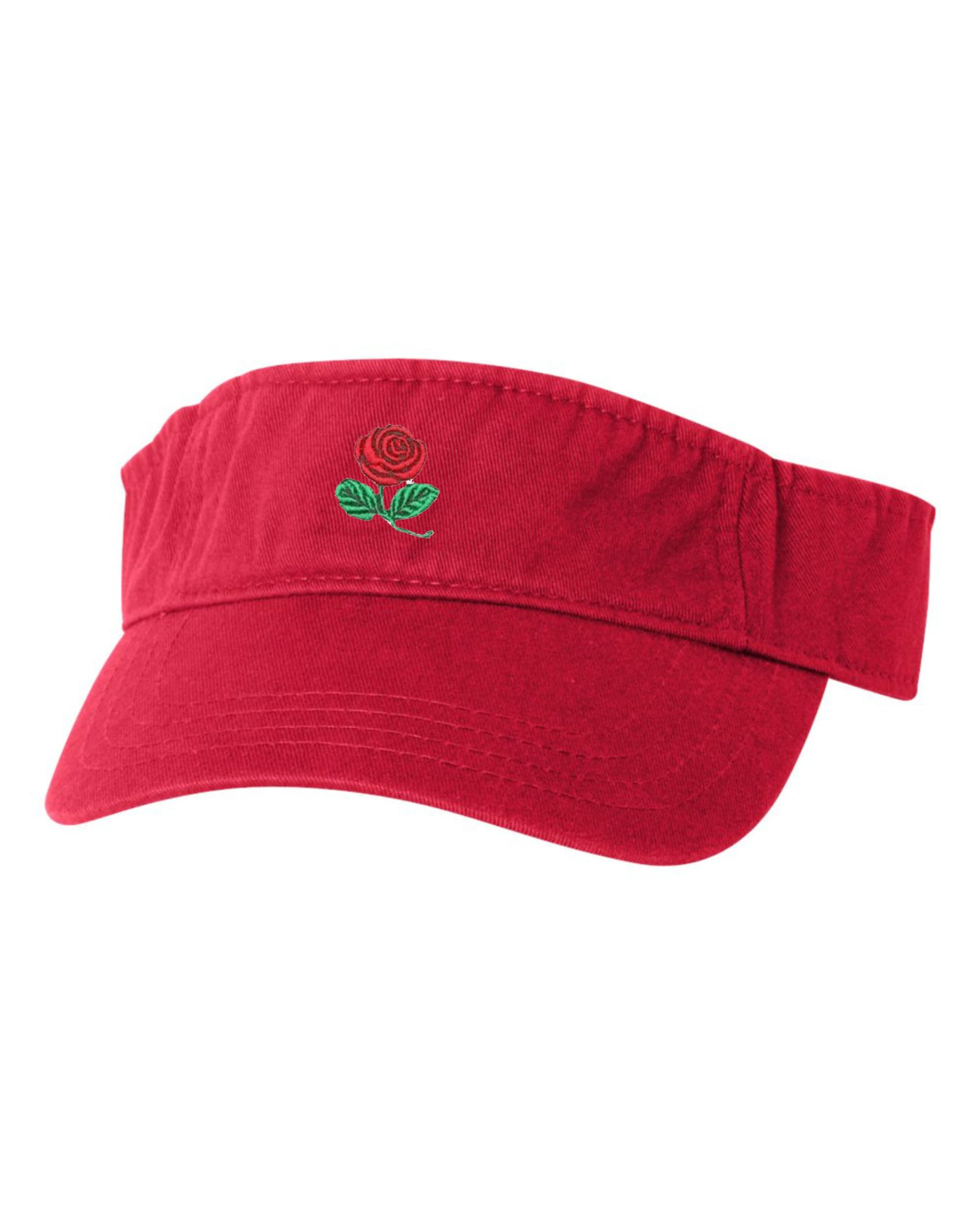 One Size Red Visor Rose Embroidered Visor Dad Hat
