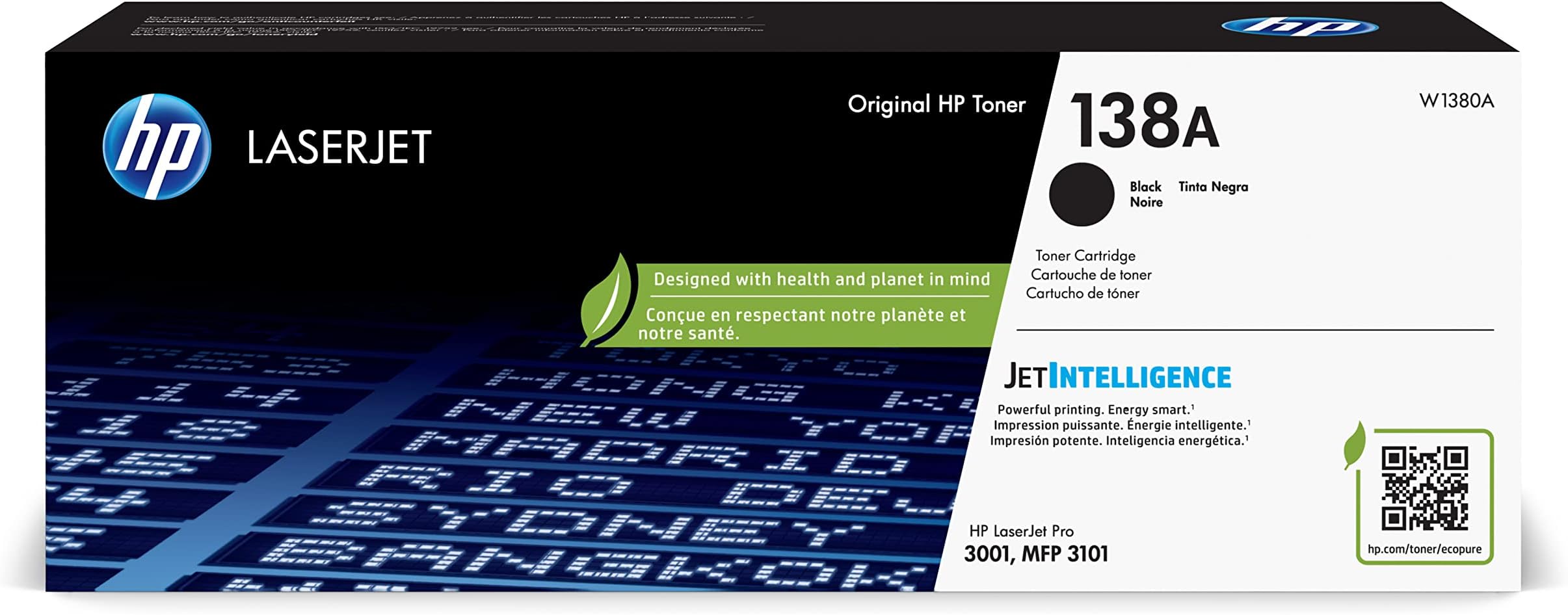HP 138A Black Toner Cartridge | Works with HP LaserJet Pro 3001 Series, HP LaserJet Pro MFP 3101 Series | W1380A