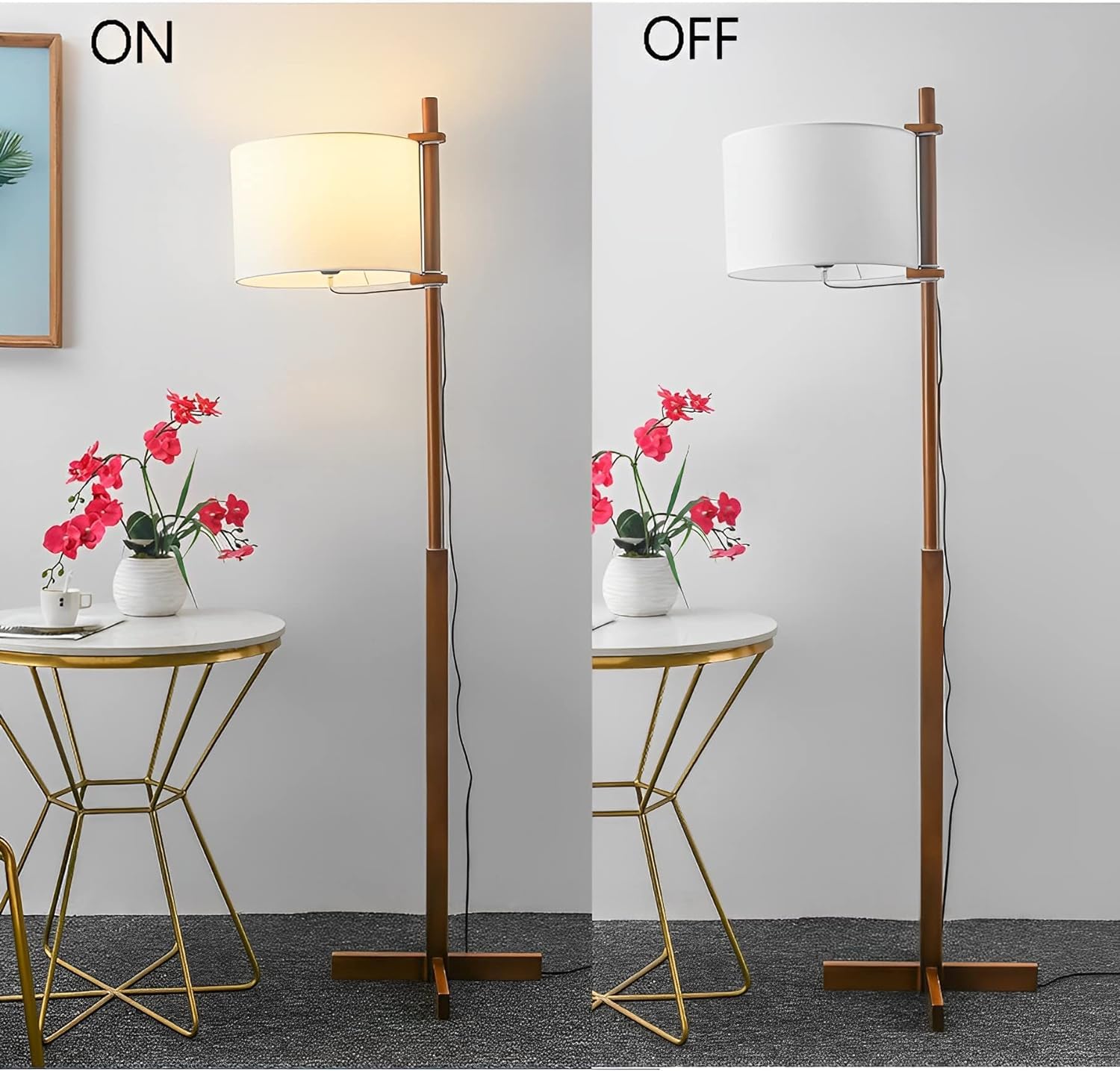 Lámpara de pie de madera maciza Retro, lámparas de pie para sala de estar, iluminación brillante con pantalla de tela, lámpara de pie para dormitorio