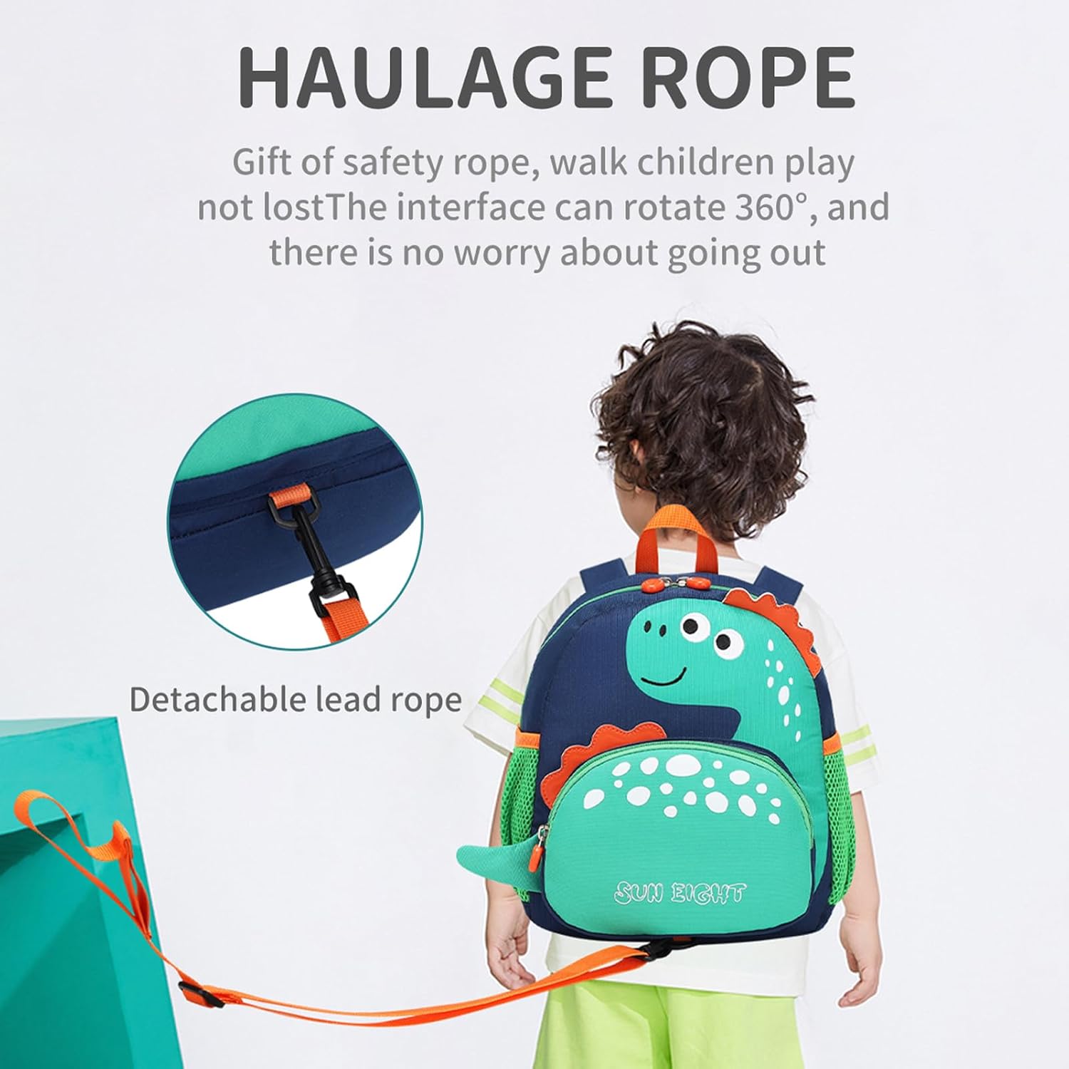 SUN EIGHT Toddler Backpack for Girls Kids Backpack Cute 3D Cartoon School Bag for Baby Boy Girls 1-5 Years Baby Backpack (Dinosaur) - Image 2