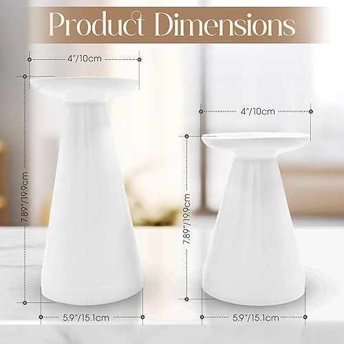 Miniatura 4 de Juego de 2 portavelas de cerámica, portavelas para velas de pilar, portavelas para decoración del hogar, celebraciones de festivales, comedor,