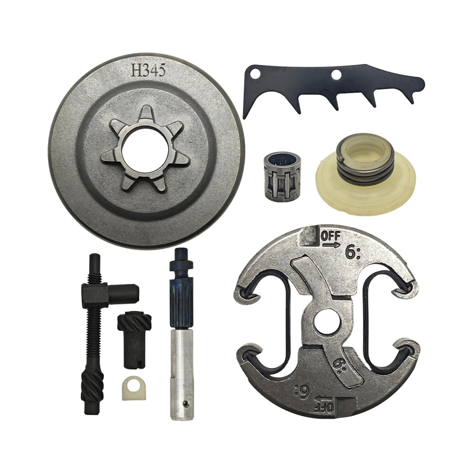 Ajuste for Husqvarna 445 450 tensor de cadena bomba de aceite engranaje de tornillo sin fin Kit motosierra repuestos 578097901 503905901 325 7T tambor de embrague