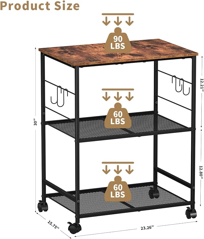Soporte para impresora ThreeHio con ruedas y 3 niveles miniatura 6