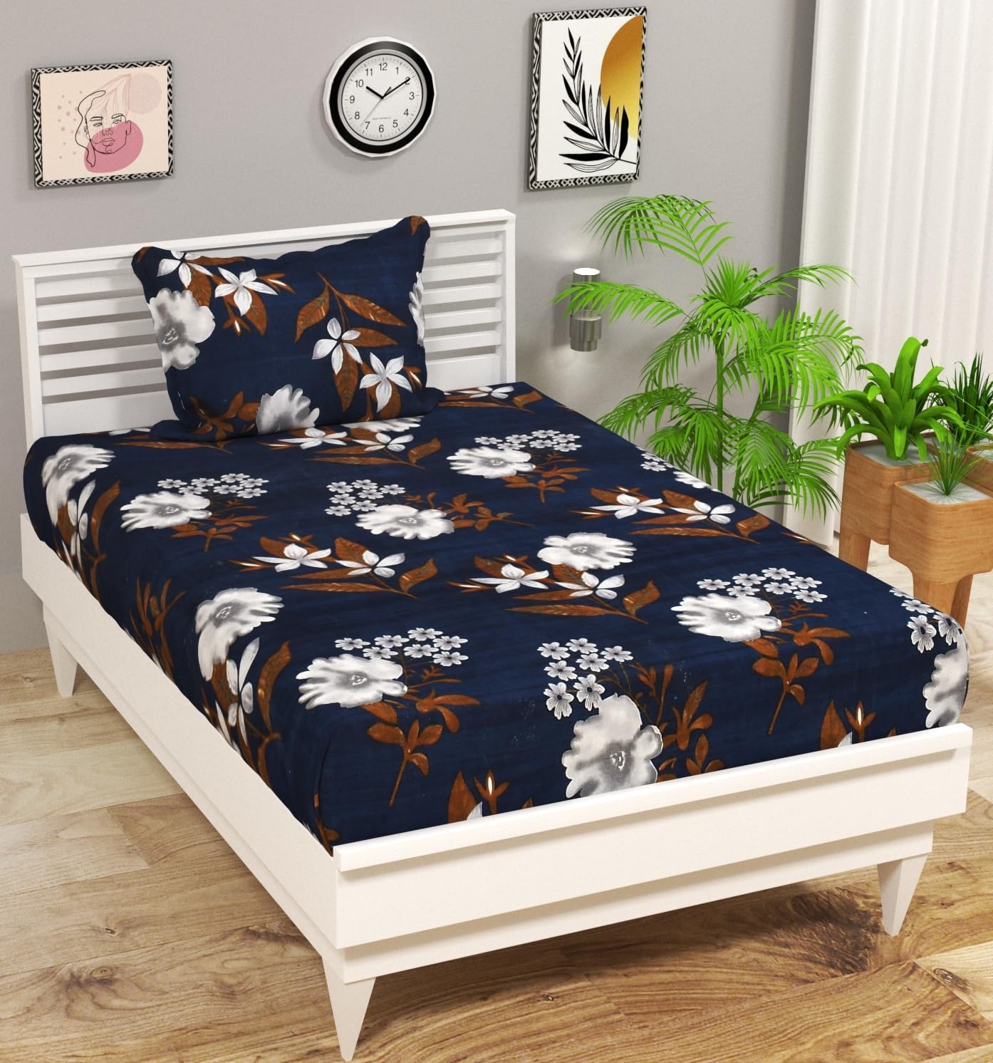 VAS COLLECTIONS Premium Single Bedsheet with 1 Pillow Covers