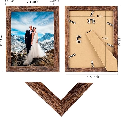 Vista 33 de Capcillin Juego de 2 portarretratos de 11 x 17 pulgadas, patrón de madera, color marrón rústico, para montaje en pared, plexiglás, ideal