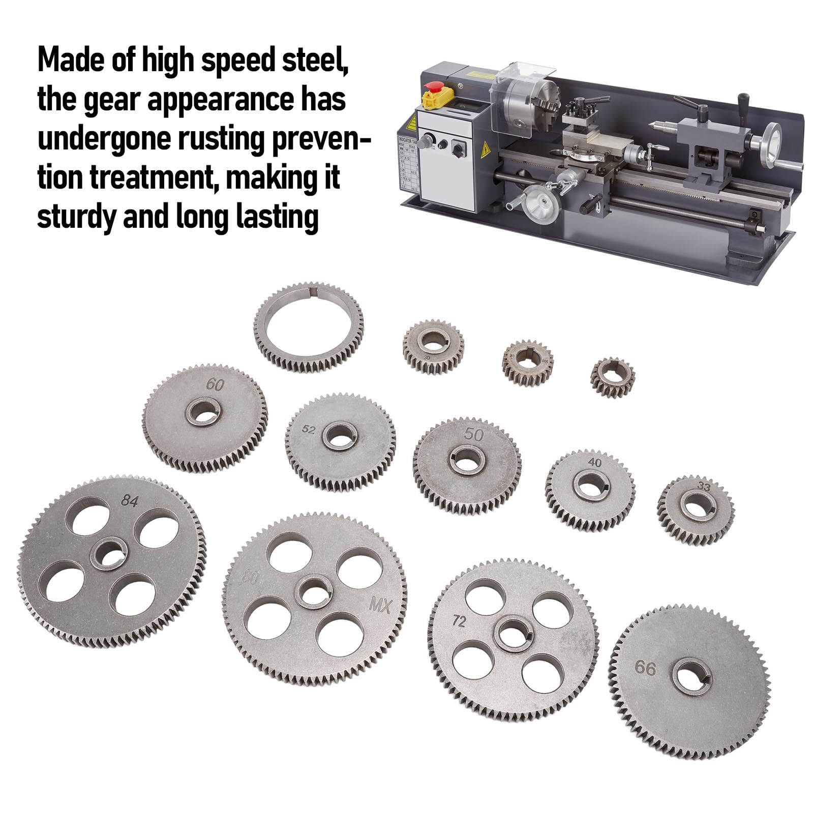 Luocute Juego de Engranajes de Metal, Mini Torno de Metal Engranajes de Máquina de Torno Kit de Piezas de Repuesto de Intercambio para Mx 210 Wm 210 8x16 220x400 220x600 220x750
