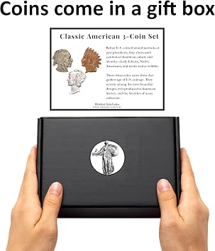 Old U.S. Coins 3 Coin Collection Gift Set - Indian Head Cent, Buffalo Nickel, Mercury Dime