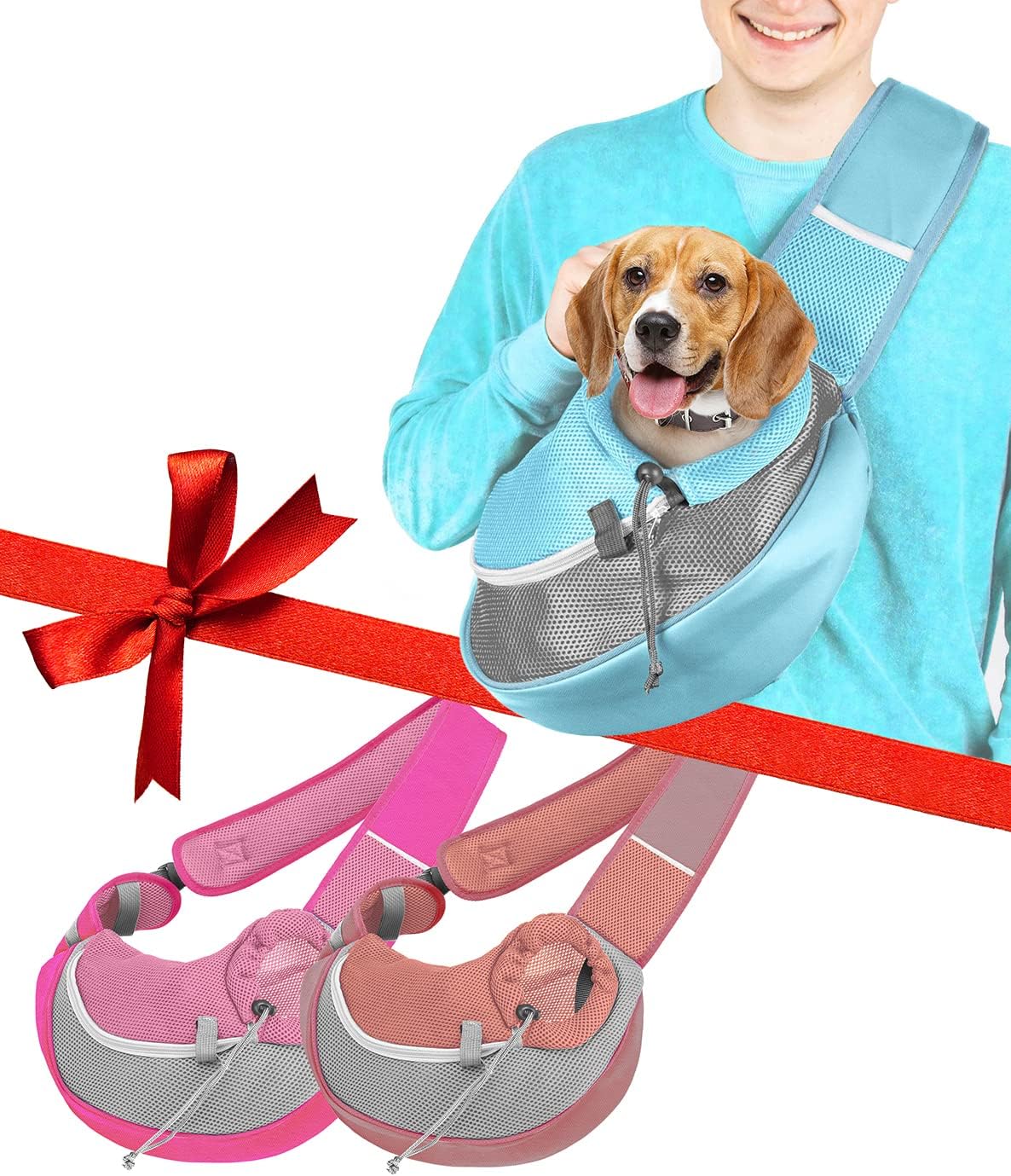Pet Sling Carrier [Large] Bundle of 3 - Baby Blue x Hot Pink x Rosy Brown