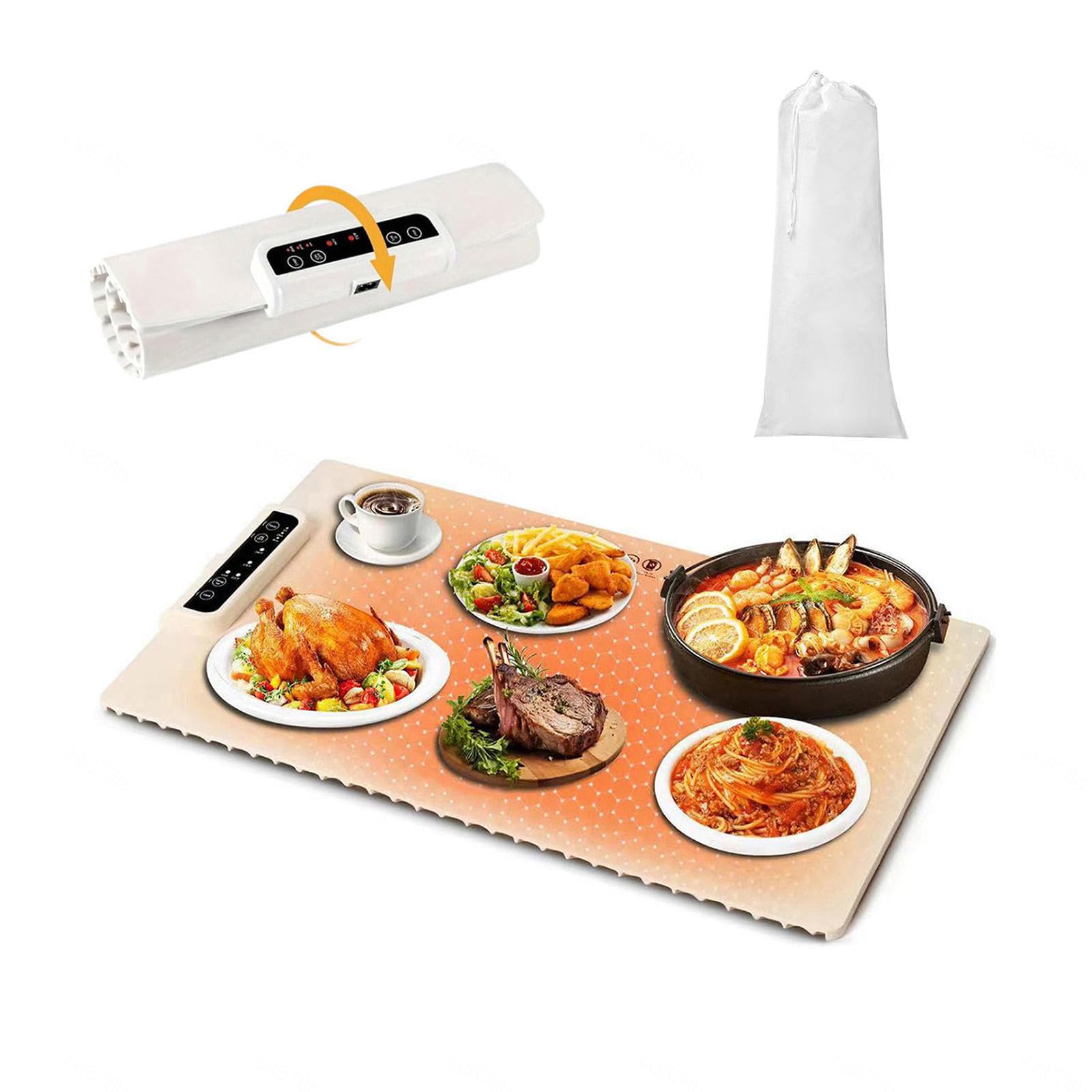 Bandeja De Calentamiento De Silicona con 3 Modos Y Calentamiento Rápido Bandeja Calienta Platos Alfombrilla Portátil De Silicona Bandeja De Calentamiento Electrico