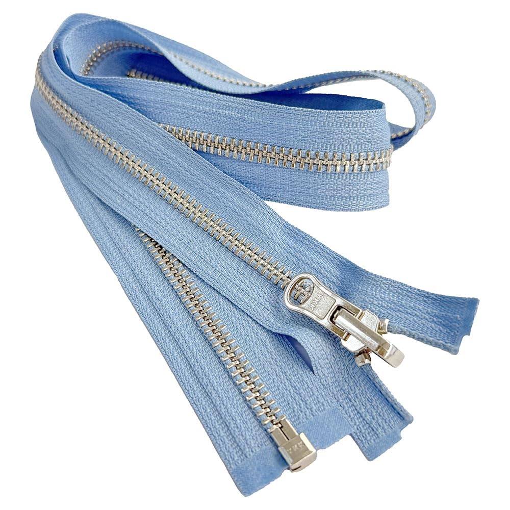 #5 Aluminum Metal YKK Medium Weight Inside/Outside Reversible Slide Jacket Zipper Separating (1 Zipper) Color Sky Blue #546W Choose Your Length (Sky