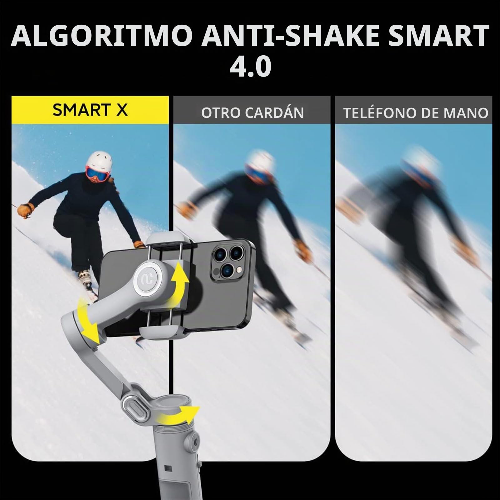 AOCHUAN Gimbal Estabilizador para iPhone de 3 Ejes, Estabilizador para Smartphone Portátil y Plegable, Gimbal para Teléfono para Grabación de Vídeo, Videoblogs, Youtube, TikTok, Smart X