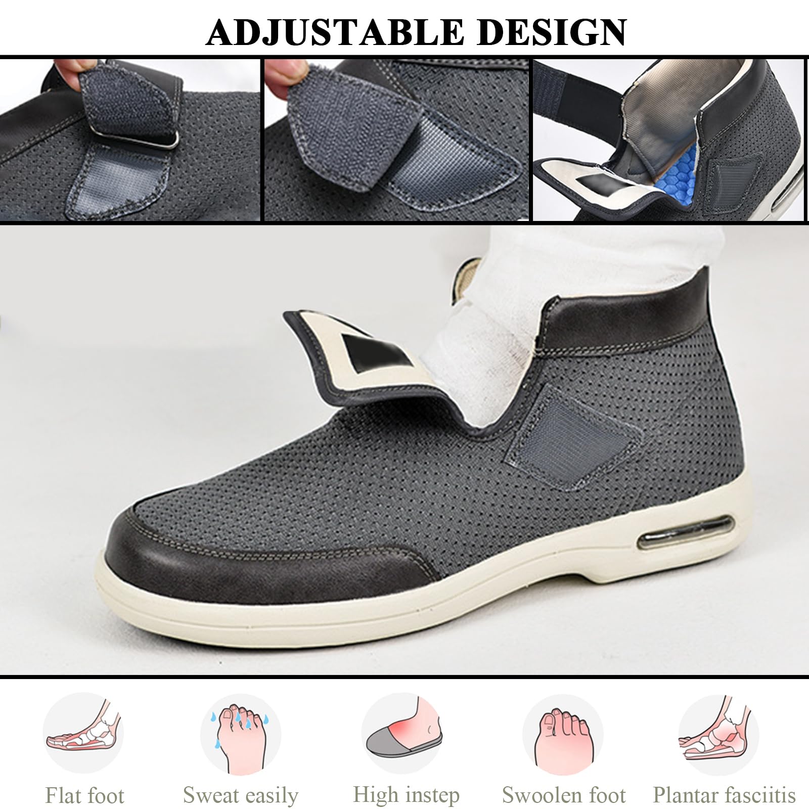 Scarpe Stivali Uomo Donna per Diabetici Extra Larghe Leggero Antiscivolo Confortevole Calde Scarpe Ortopediche Camminata per Anziani Piedi Gonfi