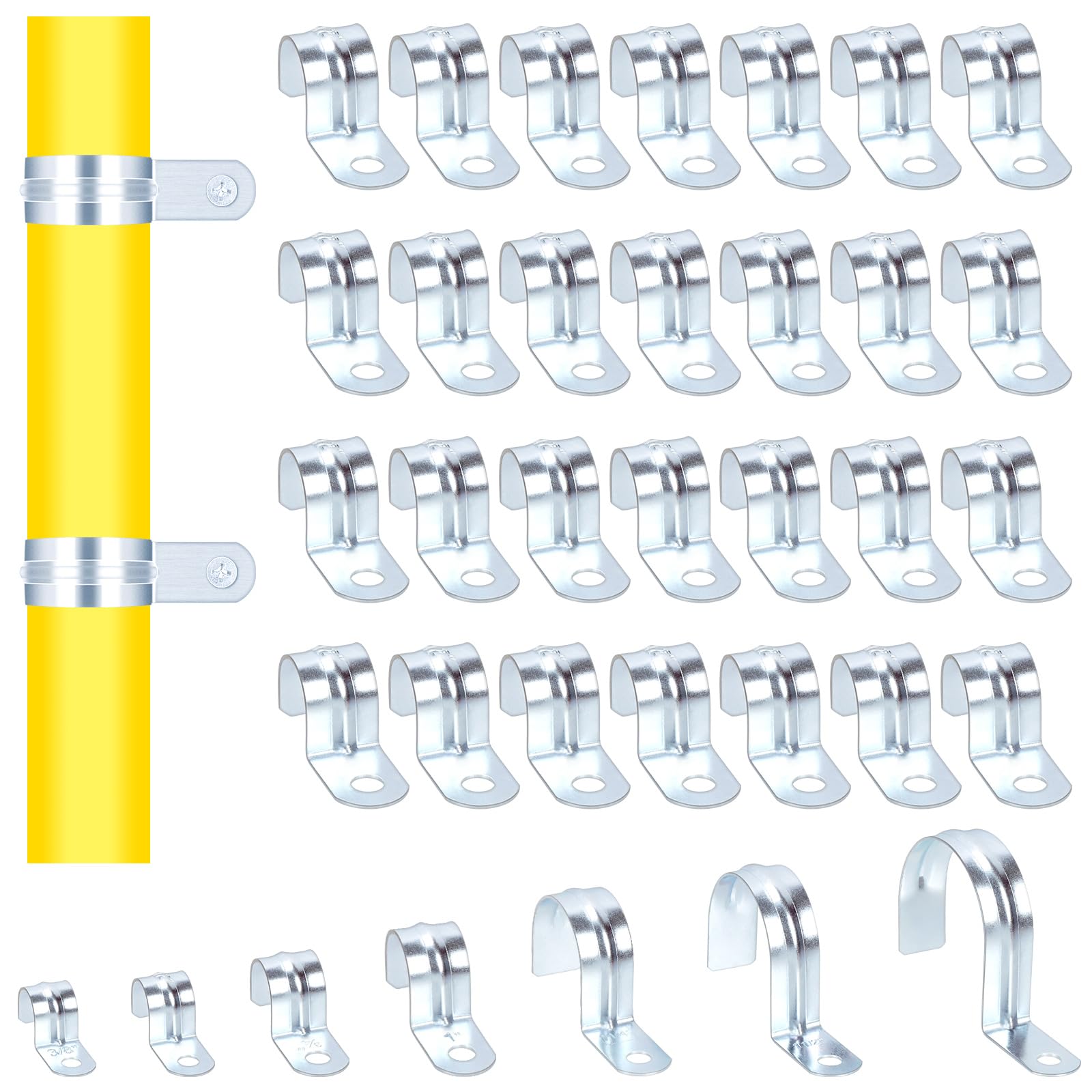 Glarks 30pcs 1/2’’ One Hole Pipe Straps Kit, Zinc Plated Steel EMT Pipe Straps with 1 Hole, EMT Conduit Clamp Single Hole Pipe Clamp for EMT Conduit