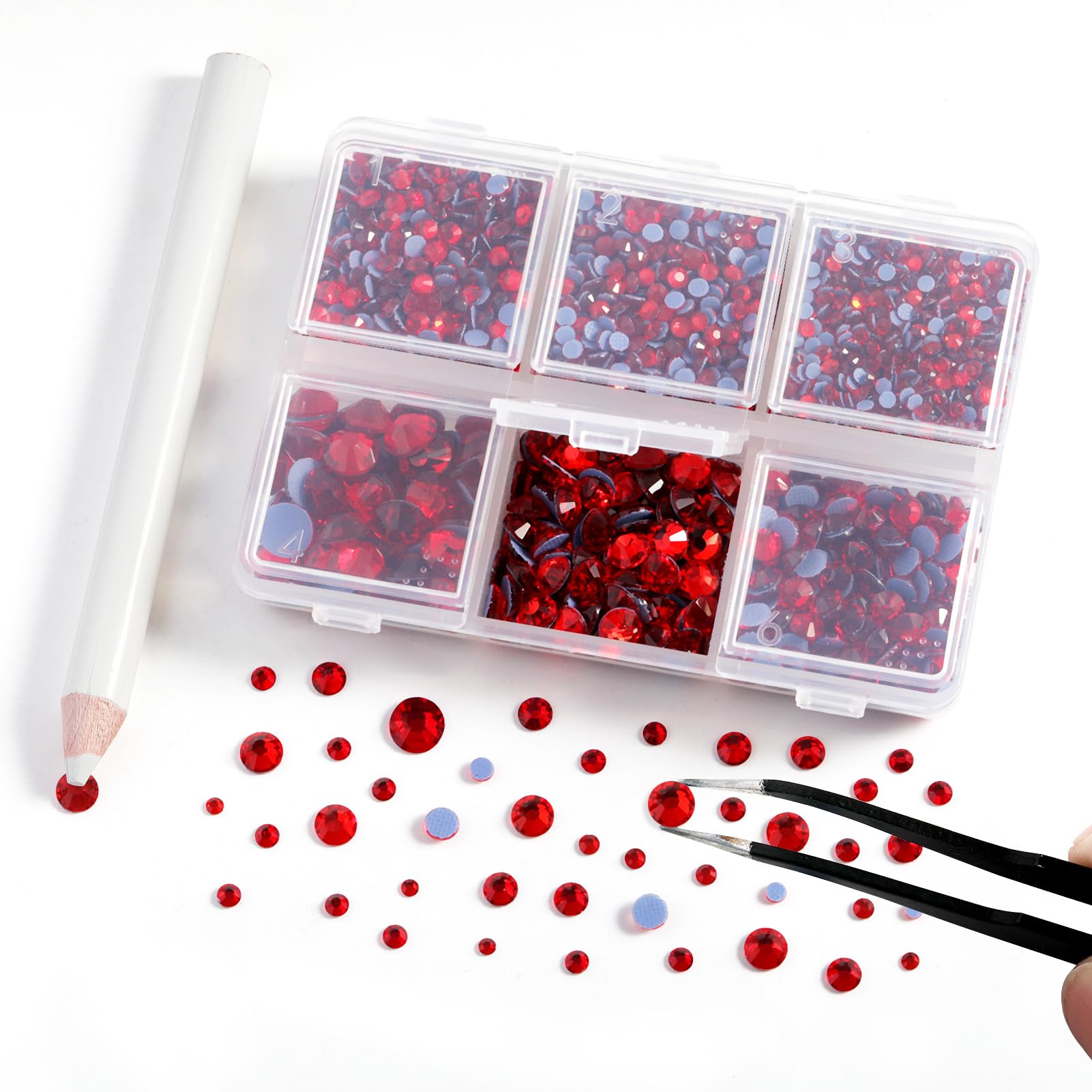 4000 Strass Termoadesivi Hotfix - 6 Misure Miste Con Matita Cera E Pinzette, Per Abbigliamento E Artigianato - Foto 2