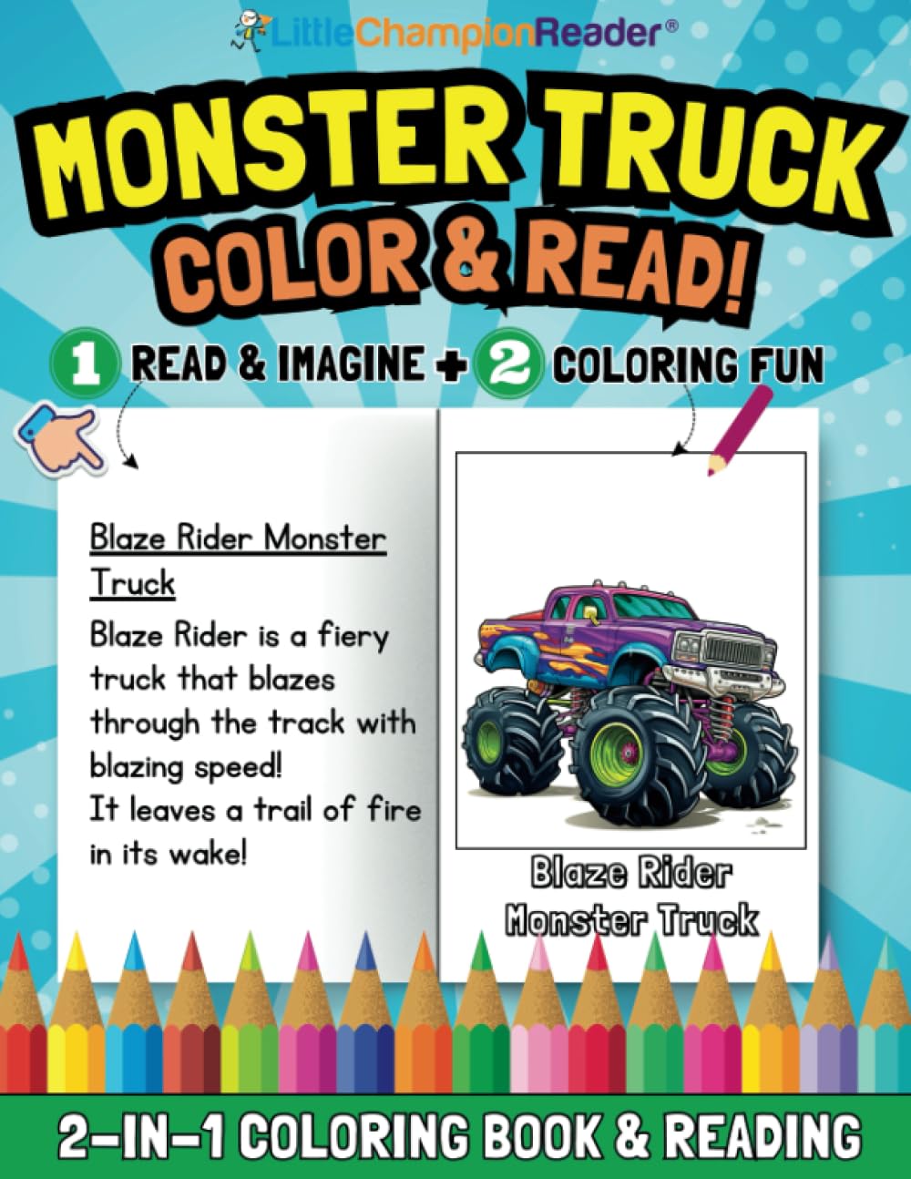 Monster Truck Coloring Books for Kids Ages 4-8 Boys with Reading Fun Facts: Learning Activity Book for Preschool, Kindergarten to Grades 3 (Little ... Minds: Coloring Books for Kids Ages 4-8)