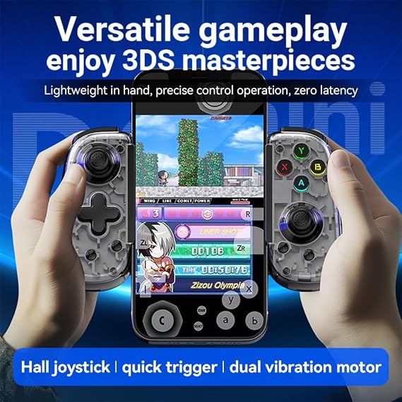 FINGEREVO D6 Mini モバイルゲームコントローラー iOS Android PCデバイス用 BT5.3 USB-Cストリーミング 格納式ゲームパッド 携帯電話パッド用 N-S 透明