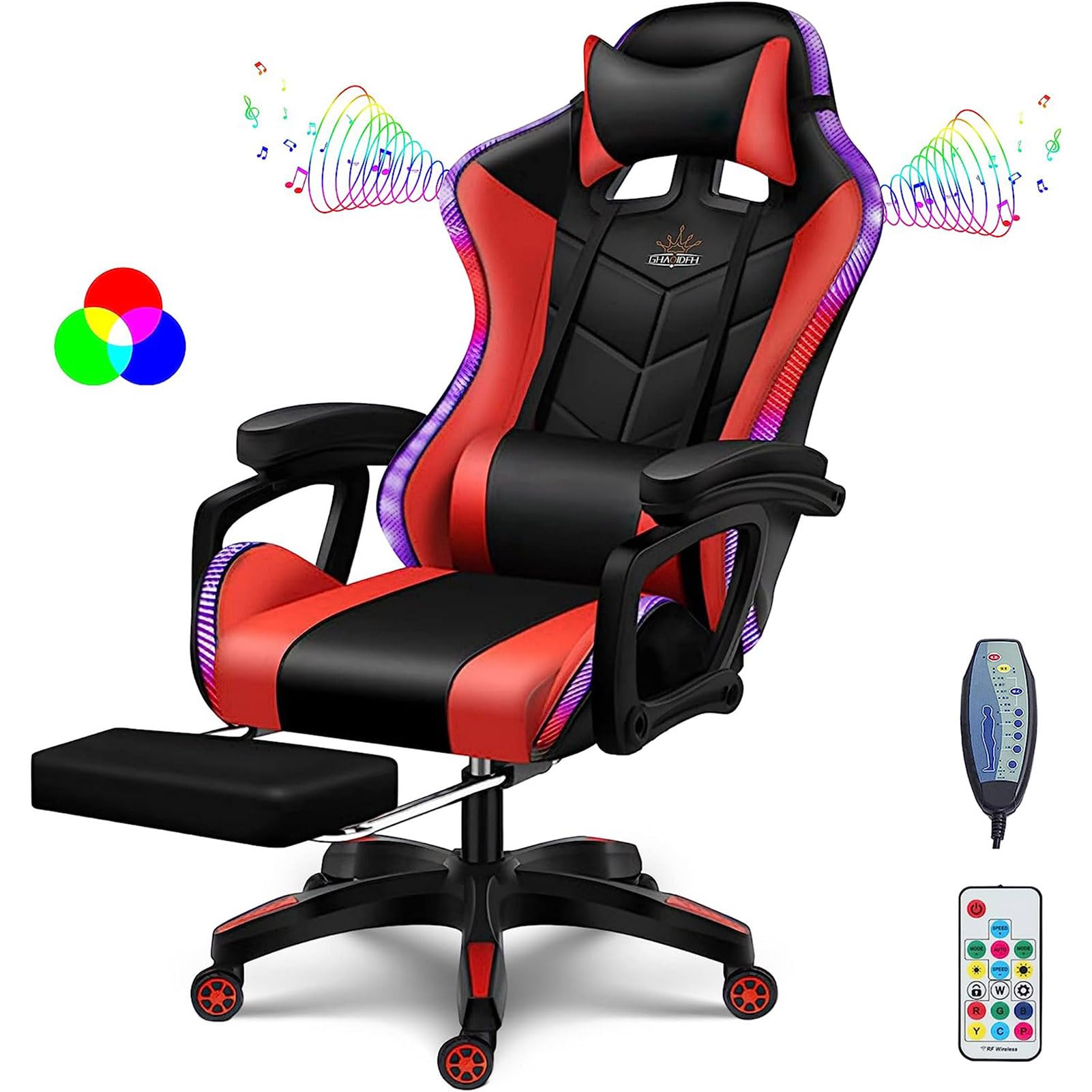 Sedia da Gaming ergonomica con Altoparlanti integrati, Funzione Massaggio e poggiapiedi Regolabile per Un Comfort ottimale Anche Durante sessioni di Gioco prolungate.
