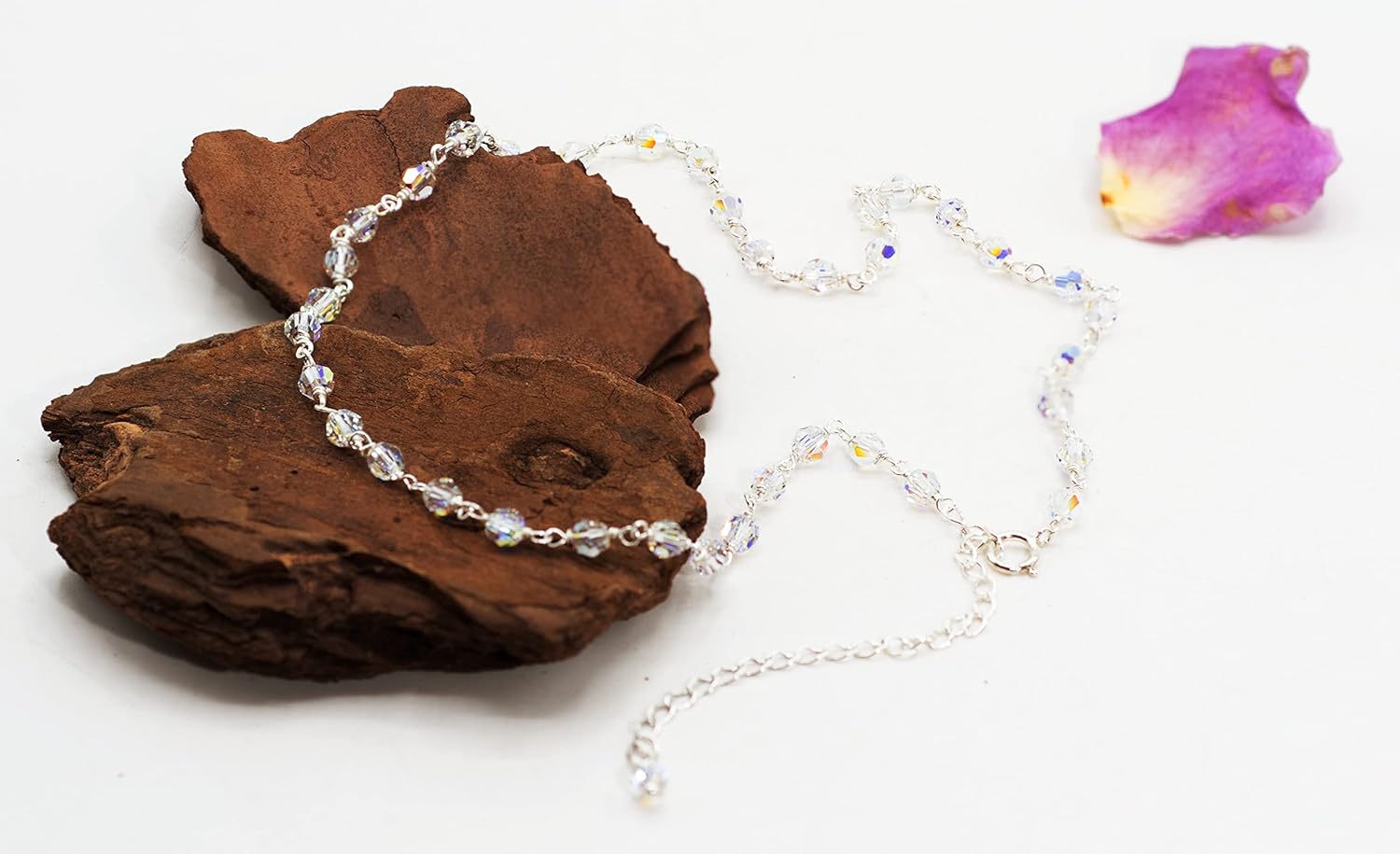 LTC Designs Austrian Crystal Aurora Borealis 4mm Choker Necklace, 14"+ 3" Sterling Extender for Men or Women, Perfect for Weddings, Christmas Gifts and other Special Occasions