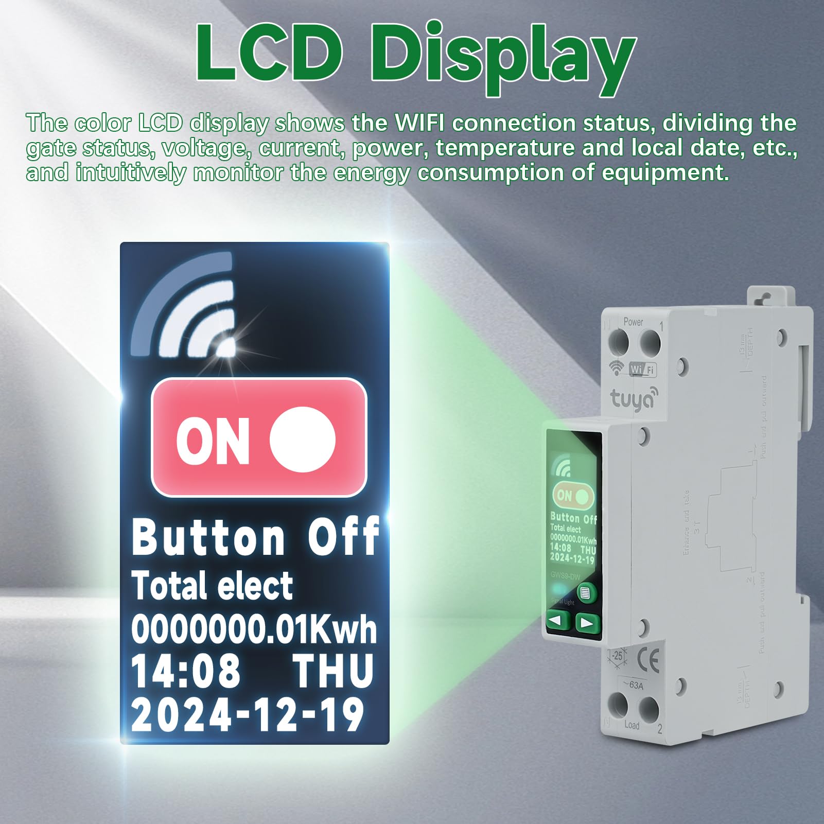 40A tuya interruttore wifi smart switch interruttori smart magnetotermico meter wifi interruttori timer 90-240V AC 1P+N interruttore remoto con sovratensione ecc (con display LED)
