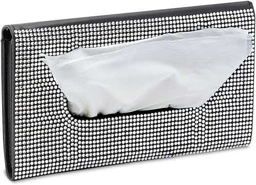 Miniatura 4 de Zodaca Soporte para pañuelos de visera solar plateada para automóvil, 12 bolsas de pañuelos de repuesto, 24 hojas cada una