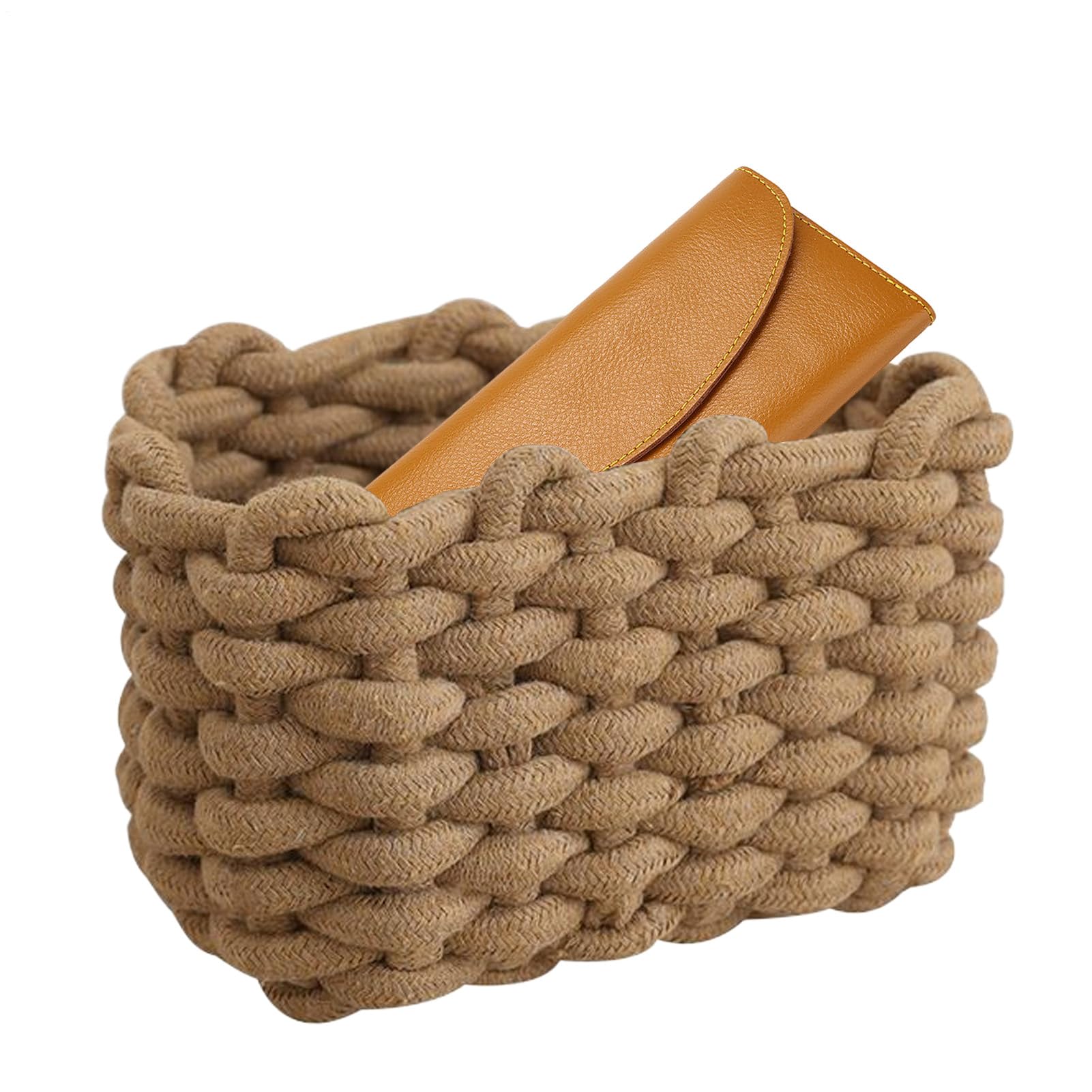 Panier en corde de coton pour ranger les accessoires de salon